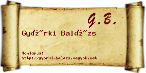 Györki Balázs névjegykártya